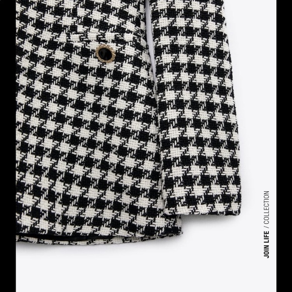 BNWT Zara Textured Houndstooth Blazer Sz S - Picture 7 of 8
